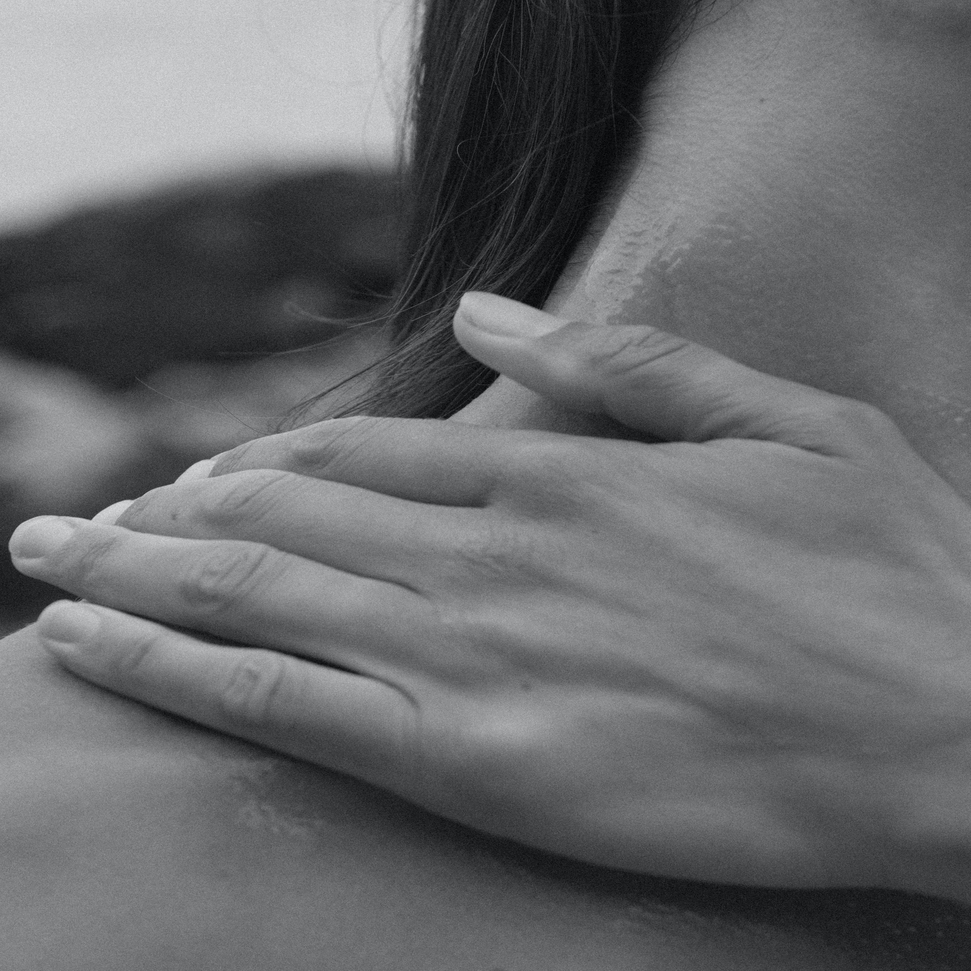 black and white hand