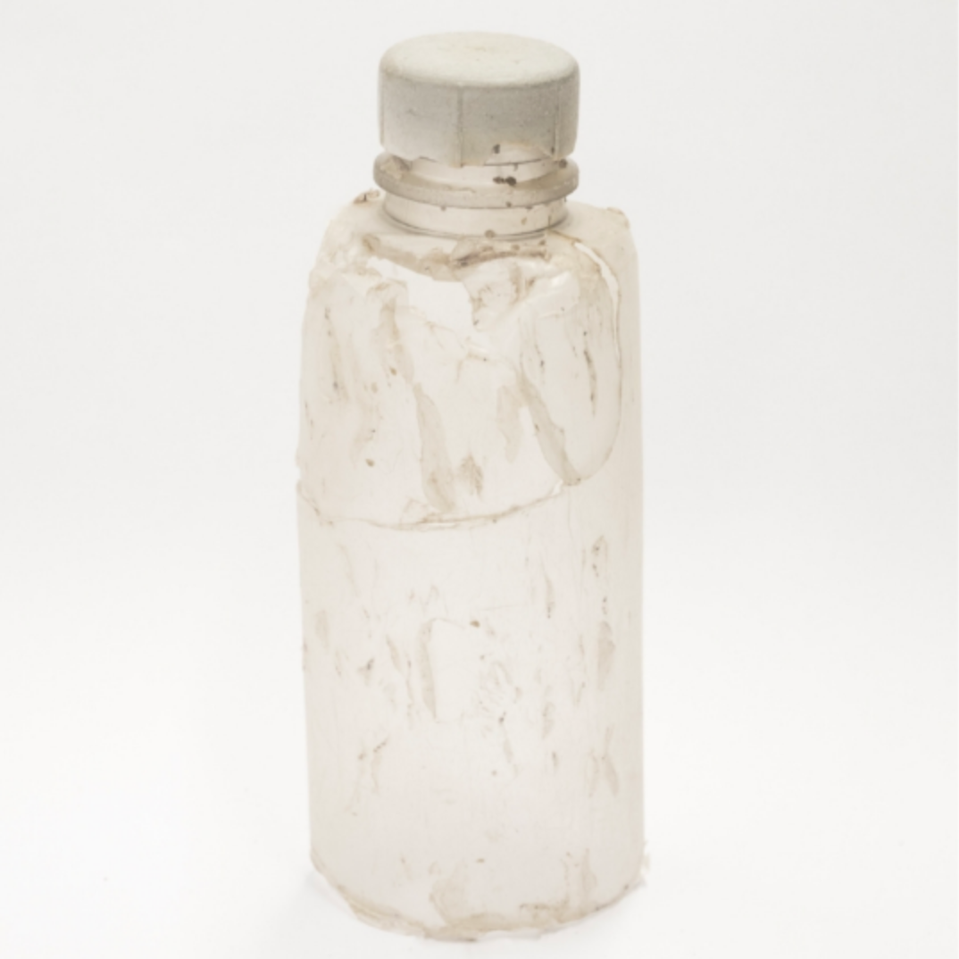 clear plastic water bottle broken