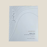 A packaged product labeled 'Seaweed Bath Tea' by Jétaitil, showing a clear window with seaweed bath salts visible inside the package.