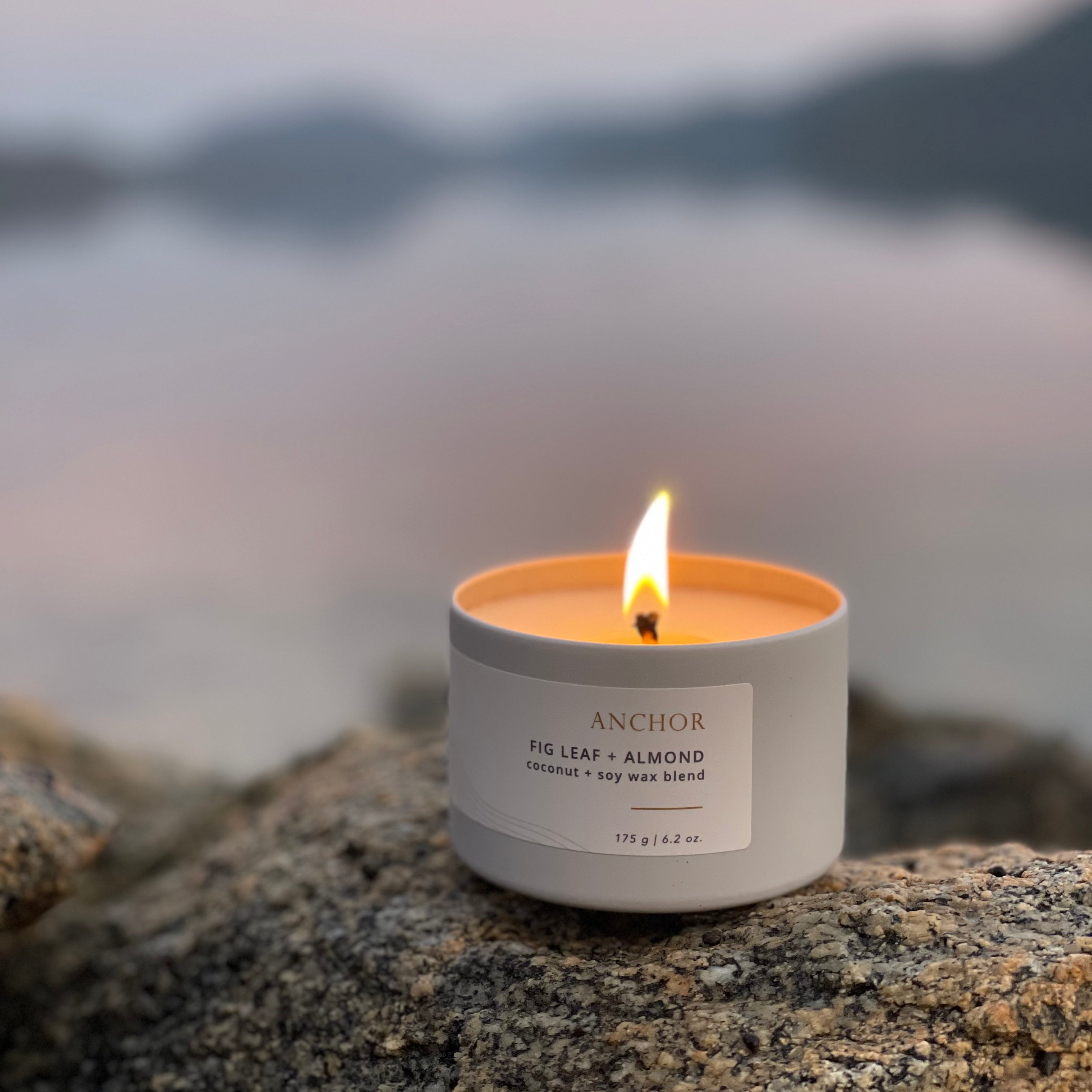 Sealuxe Anchor candle burning outdoors
