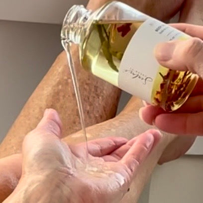 Close-up texture of Sealuxe Rose body oil