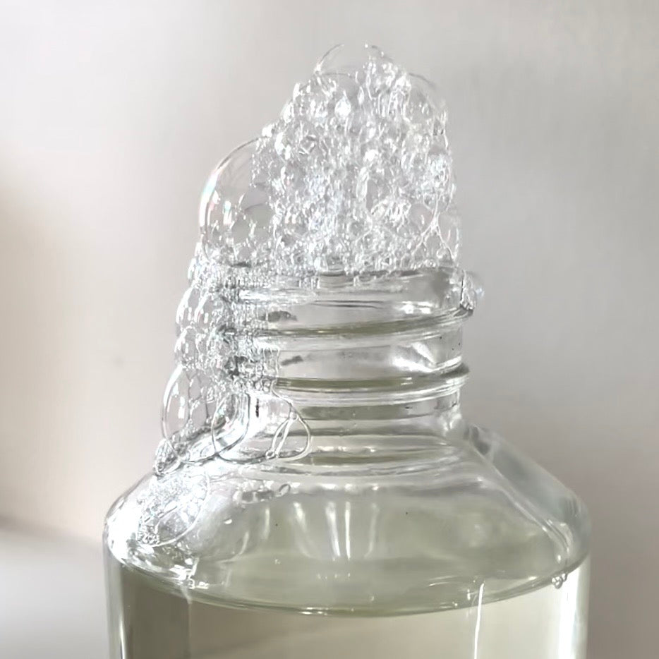 Close-up of silky bath bubble texture from Sealuxe bubble bath
