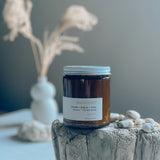 Sealuxe West Coast amber glass candle with cedar and birch scent