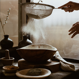 mixing ingredients together by sifting of Sealuxe's goddess grains facial cleanser