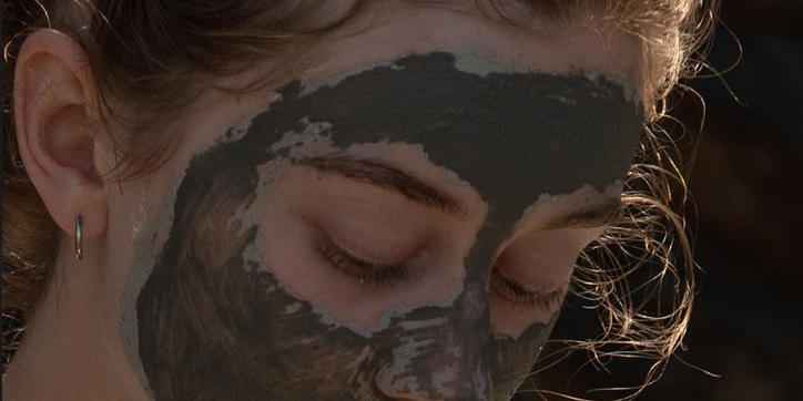 wearing a Sealuxe seaweed facial mask